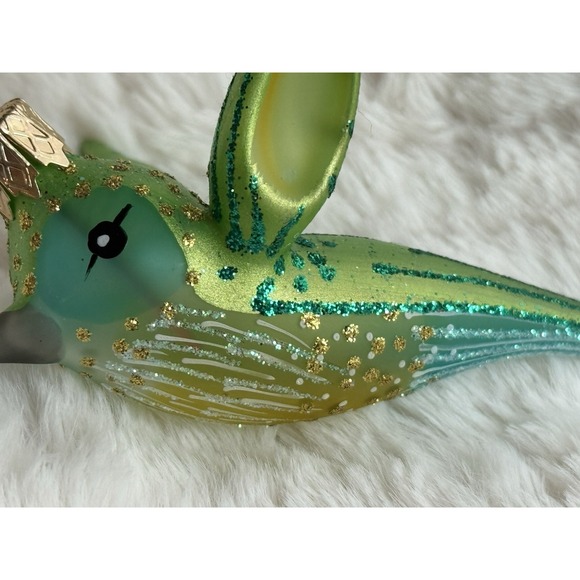 BEAUTIFUL Anthropologie Hand Blown Glass Hummingbird Ornament • Poland • Glitter - Picture 7 of 11